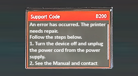 Understanding Canon Support Code B200